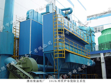 Fan reverse blow type bag dust collector of 10t/h cupola in Weichai